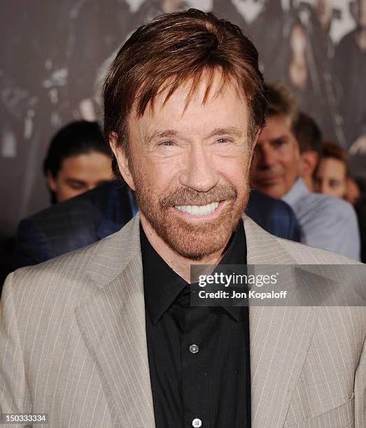 Actor Chuck Norris arrives at the Los Angeles Premiere "The Expendables 2" at Grauman's Chinese Theatre on August 15, 2012 in Hollywood, California.