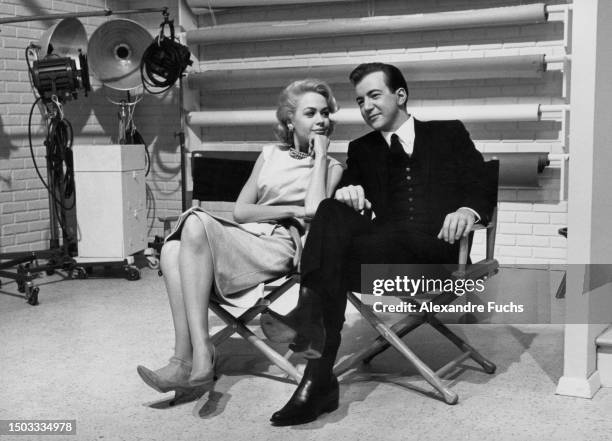 Actress Sandra Dee and actor Bobby Darin at the set of the film 'If A Man Answeres' at Los Angeles, in 1961.