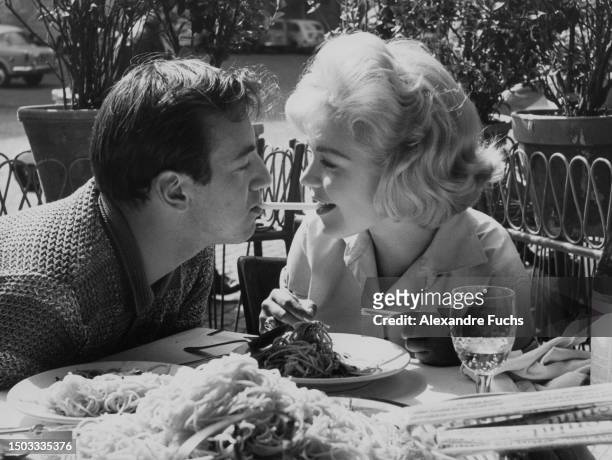 Actress Sandra Dee and actor Bobby Darin in a scene of the film 'If A Man Answeres' at Los Angeles, in 1961.