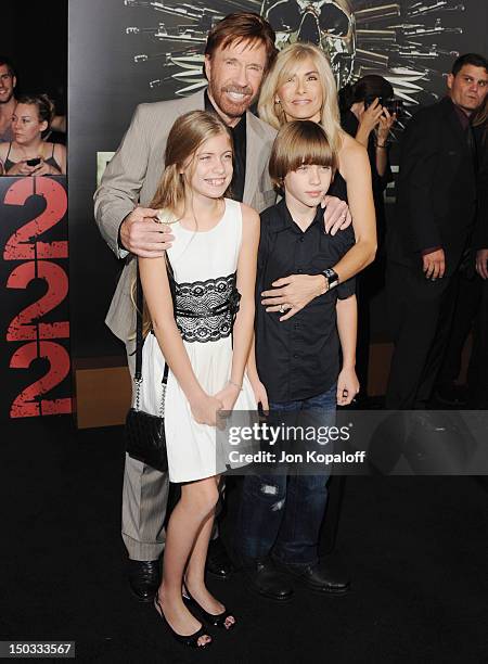 Actor Chuck Norris, wife Gena O'Kelly, daughter Danilee Kelly and son Dakota Alan arrive at the Los Angeles Premiere "The Expendables 2" at Grauman's...