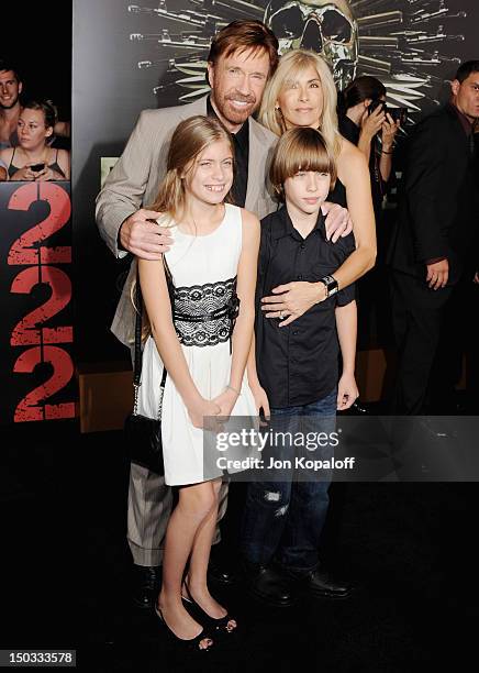 Actor Chuck Norris, wife Gena O'Kelly, daughter Danilee Kelly and son Dakota Alan arrive at the Los Angeles Premiere "The Expendables 2" at Grauman's...