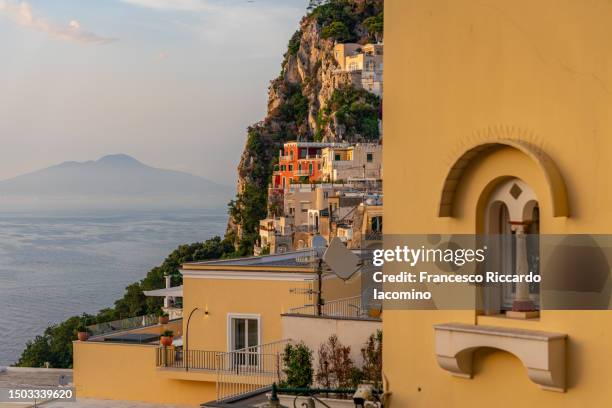 mt vesuvius as seen from capri island - napoli stock pictures, royalty-free photos & images