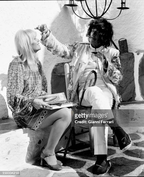 The Spanish painter Salvador Dali during the filming of the Spanish Television program Doble Imagen at his home in Port Lligat, 26th January...