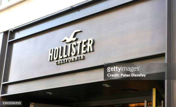 June 2023: Hollister store sign External Store Sign London, England.