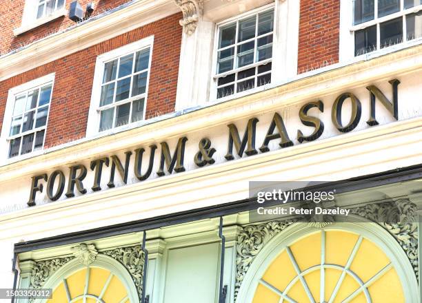 June 2023: Fortnum & Mason store sign External Store Sign London, England.