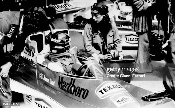 The English car driver James Hunt on the circuit of Jarama, 15th May 1972, Madrid, Spain.