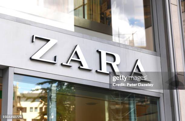 June 2023: Zara store sign External Store Sign London, England.