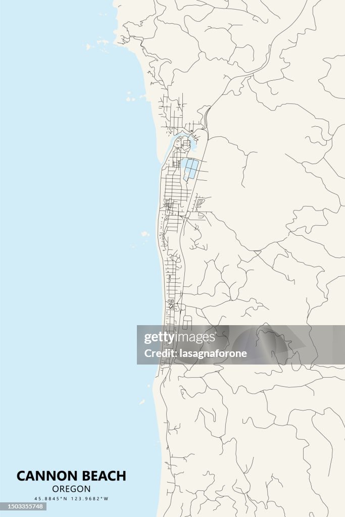 Cannon Beach, Oregon, USA Vector Map