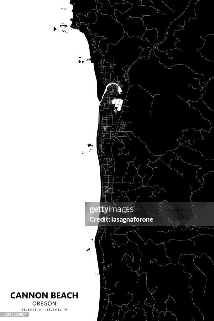 Cannon Beach, Oregon, USA Vector Map