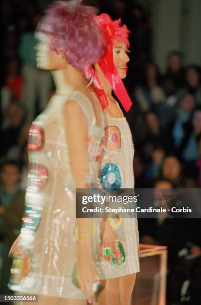 Ready-to-wear fashion, Autumn-Winter 96/97 - The model Zazie parades for Courrèges.
