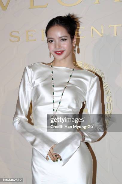 Lisa aka Lalisa Manoban of girl group BLACKPINK is seen at the BVLGARI Serpenti 75 years of infinite tales exhibition at Kukje Gallery on June 28,...