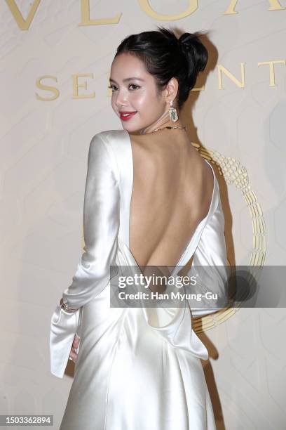 Lisa aka Lalisa Manoban of girl group BLACKPINK is seen at the BVLGARI Serpenti 75 years of infinite tales exhibition at Kukje Gallery on June 28,...