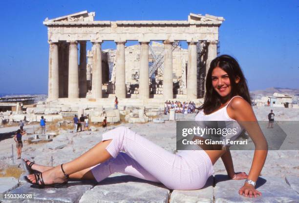 Lorena Bernal, Miss Spain 1999, during hervisit to Athens, 06th July 1999, Athens, Greece.