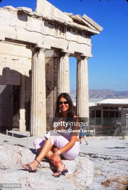 Lorena Bernal, Miss Spain 1999, during hervisit to Athens, 06th July 1999, Athens, Greece.