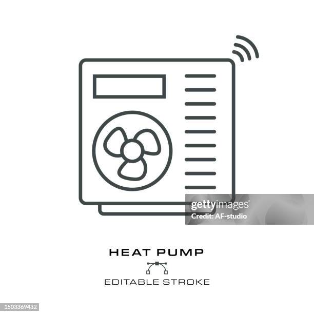 heat pump icon - editable stroke - heat pump stock illustrations