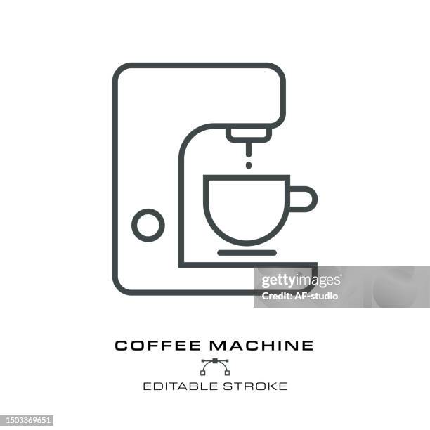 coffee machine icon - editable stroke - coffee maker isolated stock illustrations