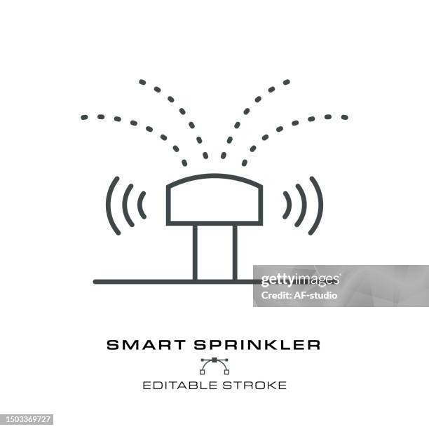 ilustrações, clipart, desenhos animados e ícones de ícone do sprinkler - traçado editável - sprinkler