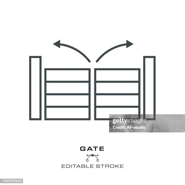 gate icon - editable stroke - gate stock illustrations
