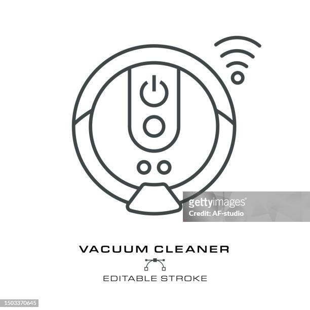 vacuum cleaner icon - editable stroke - robot vacuum stock illustrations