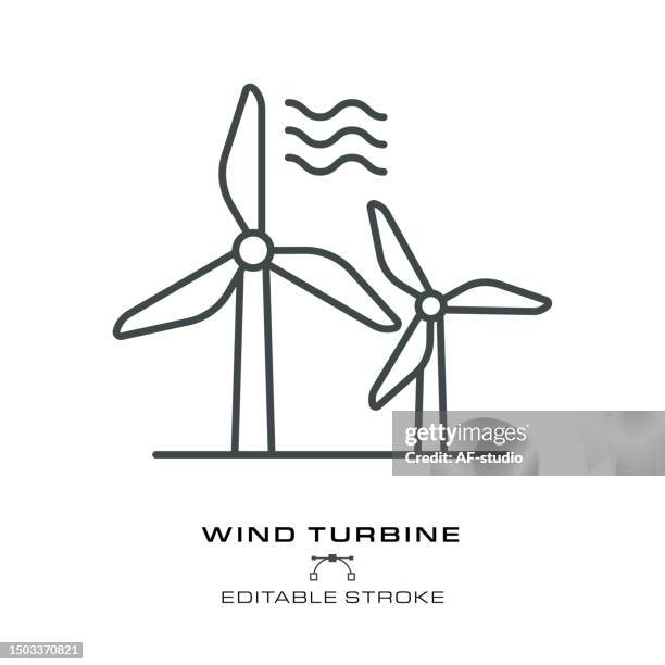 wind turbine icon - editable stroke - iot solutions stock illustrations