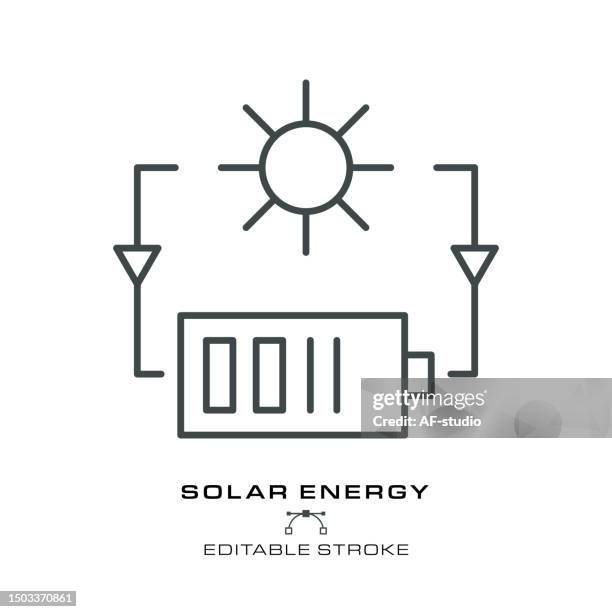 solar energy icon - editable stroke - progress bar graphic stock illustrations