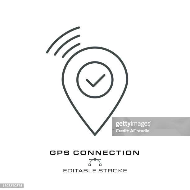 gps icon - editable stroke - it security logo stock illustrations