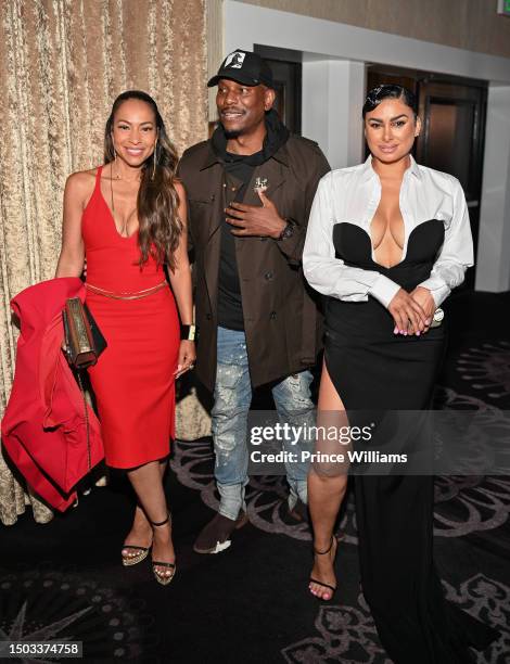 Valeisha Butterfield-Jones, Tyrese Gibson and Laura Govan attend Hollywood Unlocked's 3rd Annual Impact Awards at The Beverly Hilton on June 27, 2023...