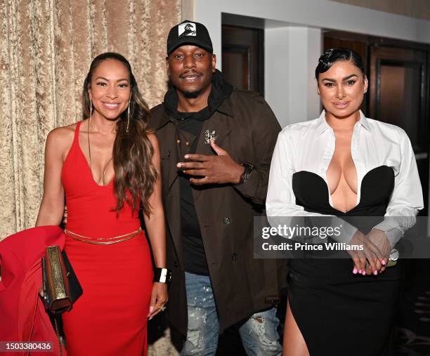 Valeisha Butterfield-Jones, Tyrese Gibson and Laura Govan attend Hollywood Unlocked's 3rd Annual Impact Awards at The Beverly Hilton on June 27, 2023...