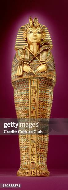 Front view of one of the canopic coffins, from the Tomb of Tutankhamun New Kingdom