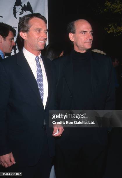 American lawyer Robert F Kennedy Jr and Folk & Pop musician James Taylor attend a Forces for Nature gala at Lincoln Center, New York, New York, April...