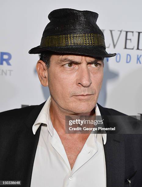 Actor Charlie Sheen attends the Joe Carter Classic After Party to support the Children's Aid Foundation at Windsor Arms Hotel on August 15, 2012 in...