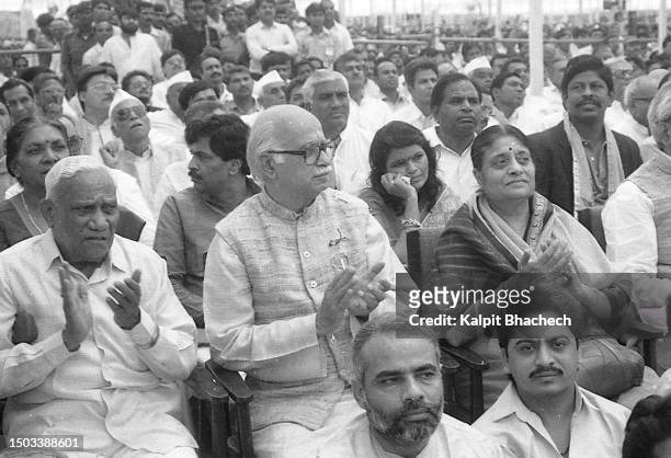 Narendra Modi with Lal Krishna Advani at oath taking ceremony of Keshubhai Patel as Chief Minister of Gujarat on 14th March 1995 at Gandhinagar...
