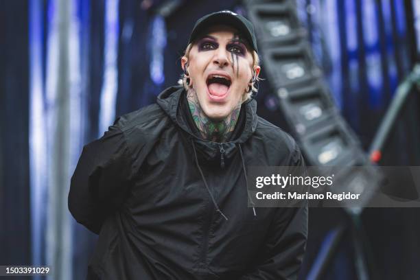 Chris Cerulli of the American metalcore band Motionless in White performs in concert during Resurrection Fest 2023 on June 28, 2023 in Viveiro, Spain.