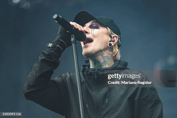 Chris Cerulli of the American metalcore band Motionless in White performs in concert during Resurrection Fest 2023 on June 28, 2023 in Viveiro, Spain.