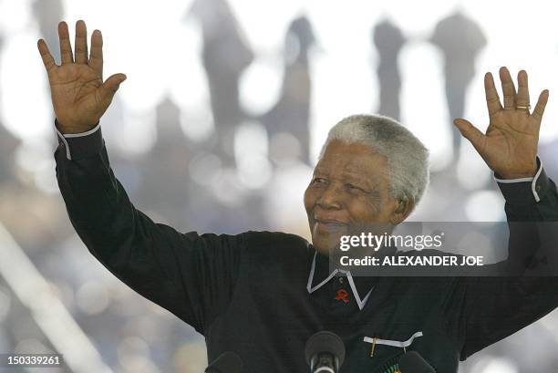 Former South African President Nelson Mandela pays tribute to his life-long friend and ANC colleague Walter Sisulu, at the apartheid struggle hero's...