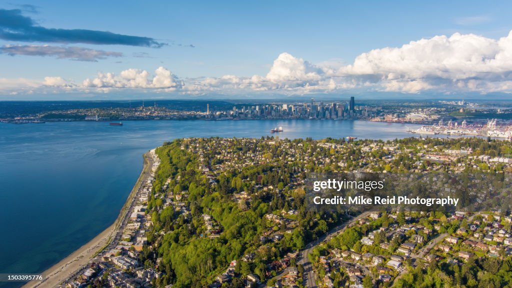 Aerial West Seattle and Downtown Seattle