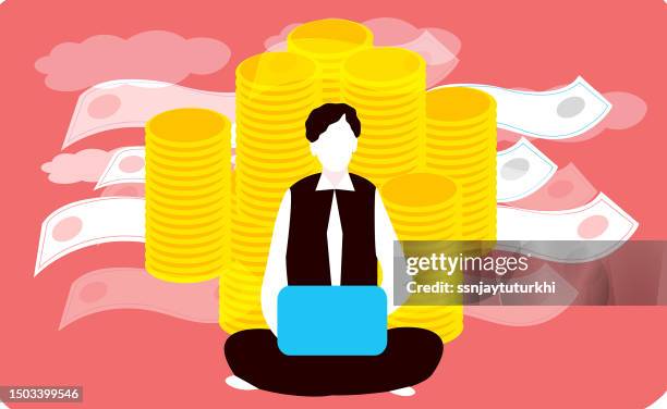money broker - financial data on computer stock illustrations