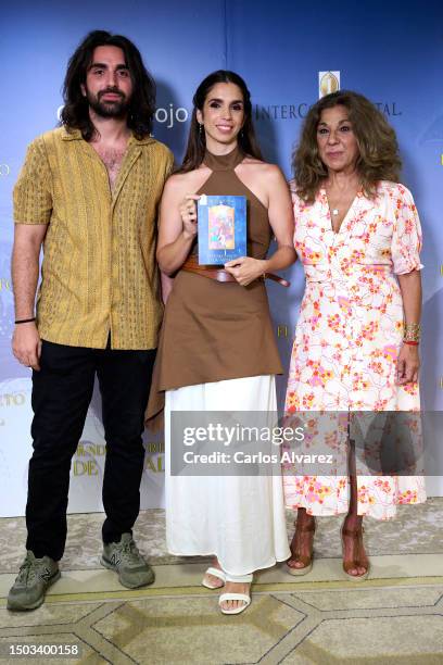 Guillermo Furiase, actress Elena Furiase and Lolita Flores pose during the presentation of the new book by Elena Furiase "El Mundo Secreto De Árbal"...