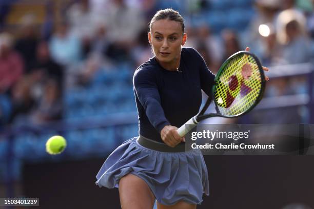 Ana Bogdan of Romania in action during their second round women's singles match against Caroline Garcia of France during Day Five of the Rothesay...