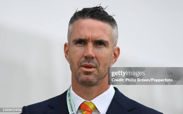 Kevin Pietersen looks on during Day One of the LV= Insurance Ashes 2nd Test match between England and Australia at Lord's Cricket Ground on June 28,...