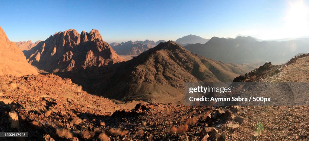 Panoramic view of mountains against clear sky,Saint Catherine,South Sinai Governorate,Egypt