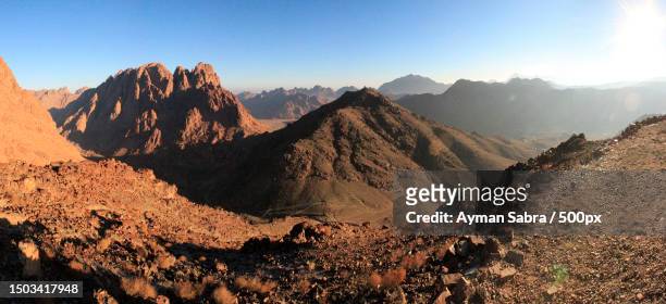 panoramic view of mountains against clear sky,saint catherine,south sinai governorate,egypt - tourism in south sinai stock pictures, royalty-free photos & images