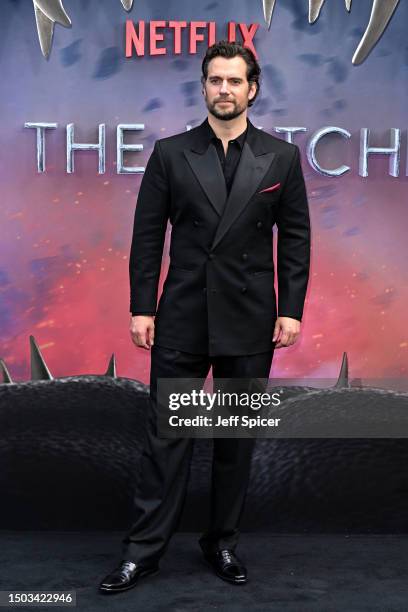 Henry Cavill attends the season 3 premiere of "The Witcher" at Outernet London on June 28, 2023 in London, England.