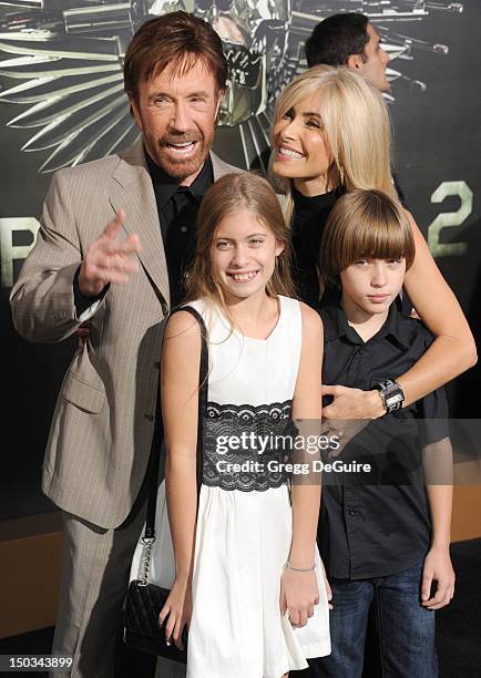 Actor Chuck Norris and family arrive at Los Angeles premiere of "The Expendables 2" at Grauman's Chinese Theatre on August 15, 2012 in Hollywood,...