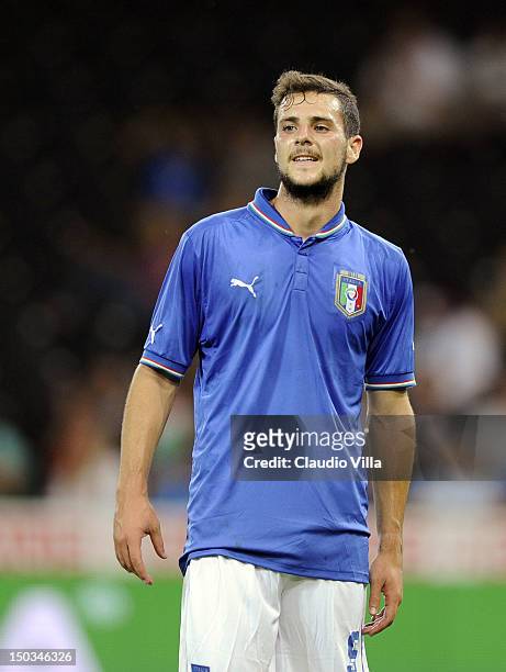 Mattia Destro of Italy during the international friendly match between England and Italy at Stade de Suisse, Wankdorf on August 15, 2012 in Bern,...