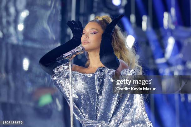 Beyoncé performs onstage during the “RENAISSANCE WORLD TOUR” at PGE Narodowy on June 28, 2023 in Warsaw, Poland.