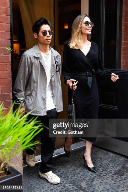 Pax Jolie Pitt and Angelina Jolie are seen in SoHo on June 28, 2023 in New York City.