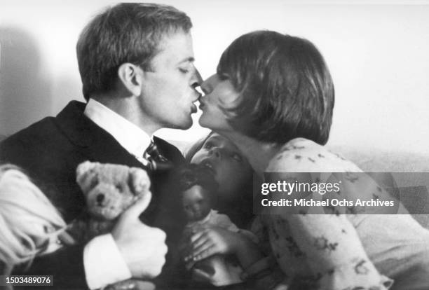 Actors Klaus Kinski and Ruth Brigitte Tocki with their daughter Nastassja Kinski pose for a portrait in March 1966 in Rome, Italy.