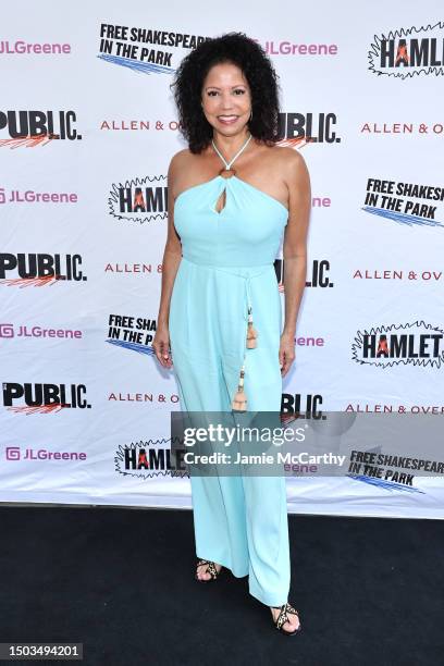 Gloria Reuben attends the Opening Night Of Free Shakespeare In The Park's "Hamlet" at Delacorte Theater on June 28, 2023 in New York City.