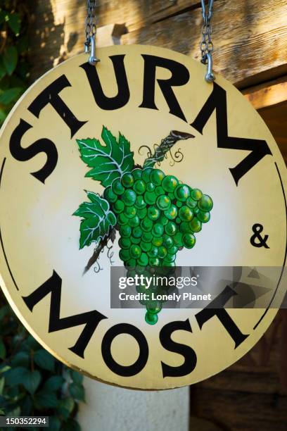 sign outside a heuriger in grinzing. - vienna grinzing stock pictures, royalty-free photos & images